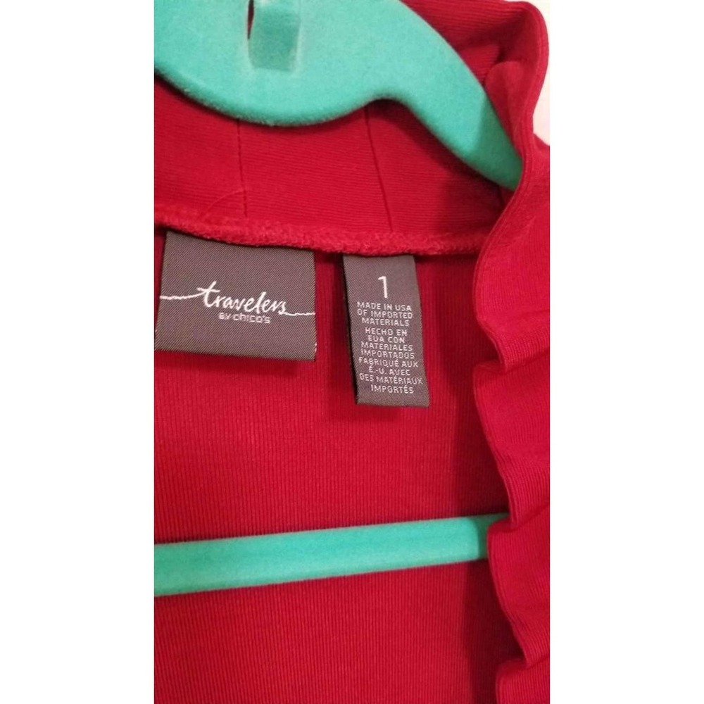 Chico's Women's Size 1 Princess Pleat Red Travelers Cardigan - Picture 5 of 9